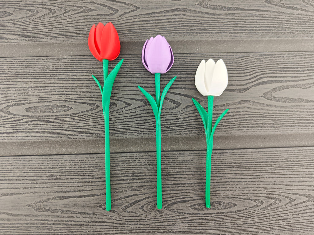 Trekant vase med 3 valgfri tulipaner